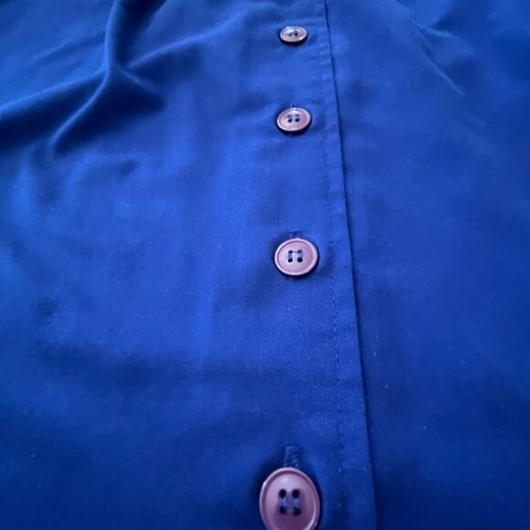 Vintage 70s 80s Skirt Size 13 Blue Twill Button Front Pleated Belt - Picture 8 of 10